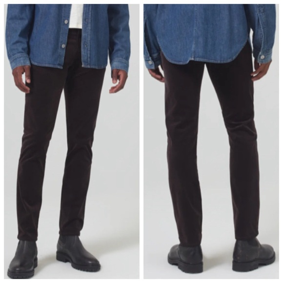 Citizens of Humanity London Tapered Slim Velvet Jeans Men’s 32 Brown New - Picture 1 of 13